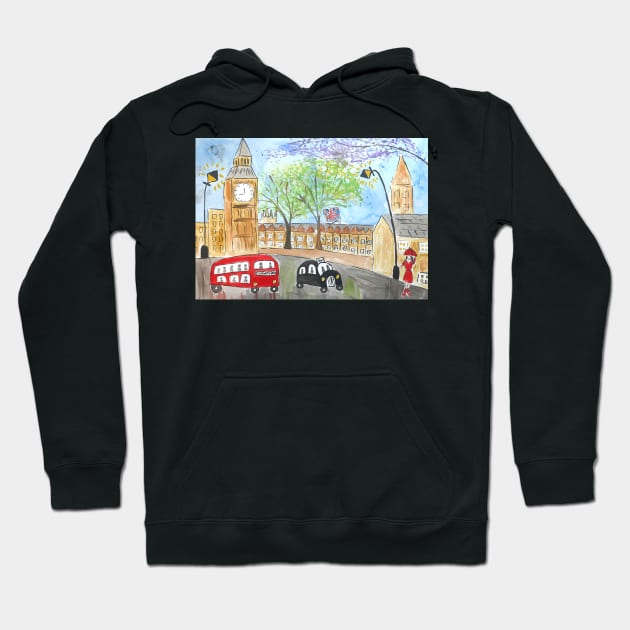 Big Ben, Naive London Image Hoodie by Casimirasquirkyart